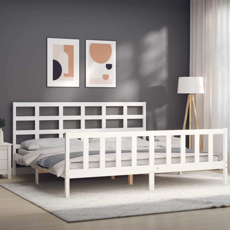 Bed Frame without Mattress White 200x200 cm Solid Wood Pine