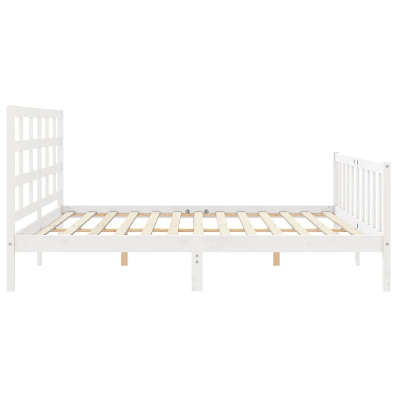 Bed Frame without Mattress White 200x200 cm Solid Wood Pine