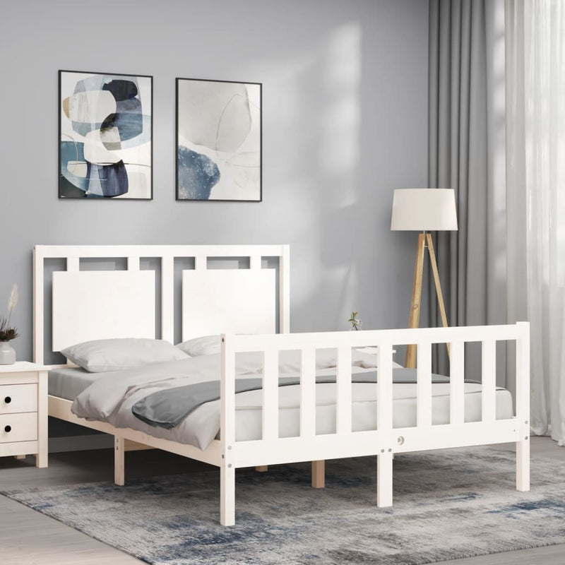 Bed Frame without Mattress White 120x200 cm Solid Wood Pine