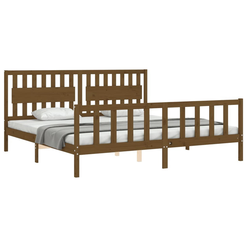 Bed Frame without Mattress Honey Brown 200x200 cm Solid Wood Pine