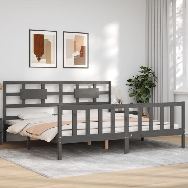 Bed Frame without Mattress Grey 200x200 cm Solid Wood Pine