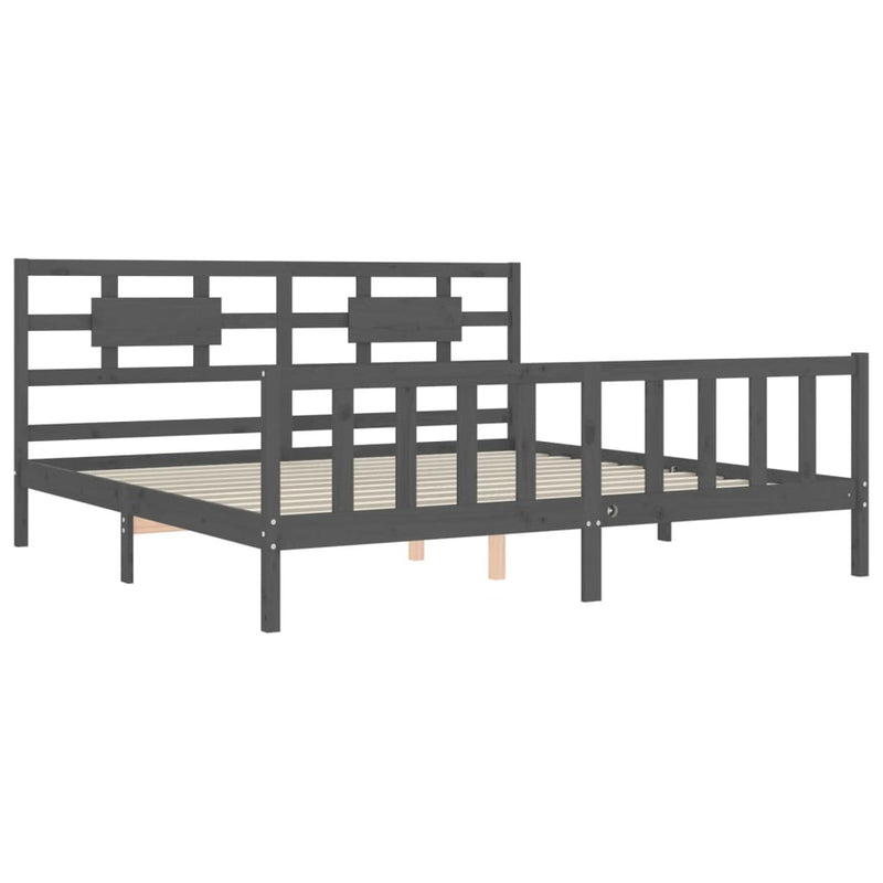 Bed Frame without Mattress Grey 200x200 cm Solid Wood Pine