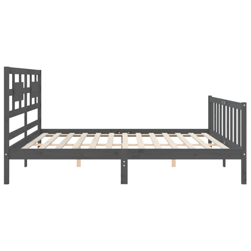 Bed Frame without Mattress Grey 200x200 cm Solid Wood Pine