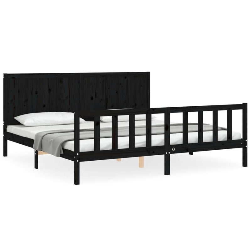 Bed Frame without Mattress Black 200x200 cm Solid Wood Pine