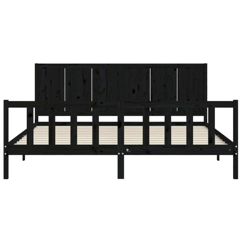 Bed Frame without Mattress Black 200x200 cm Solid Wood Pine