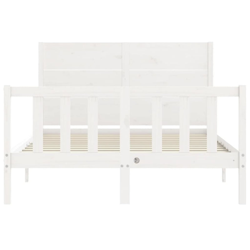 Bed Frame without Mattress White Double Solid Wood Pine