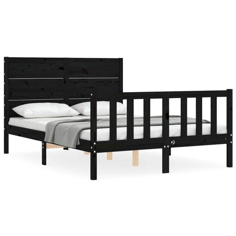 Bed Frame without Mattress Black 120x200 cm Solid Wood Pine