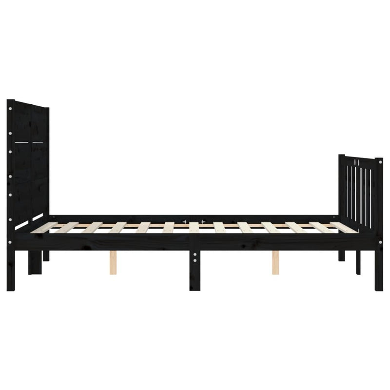 Bed Frame without Mattress Black 120x200 cm Solid Wood Pine