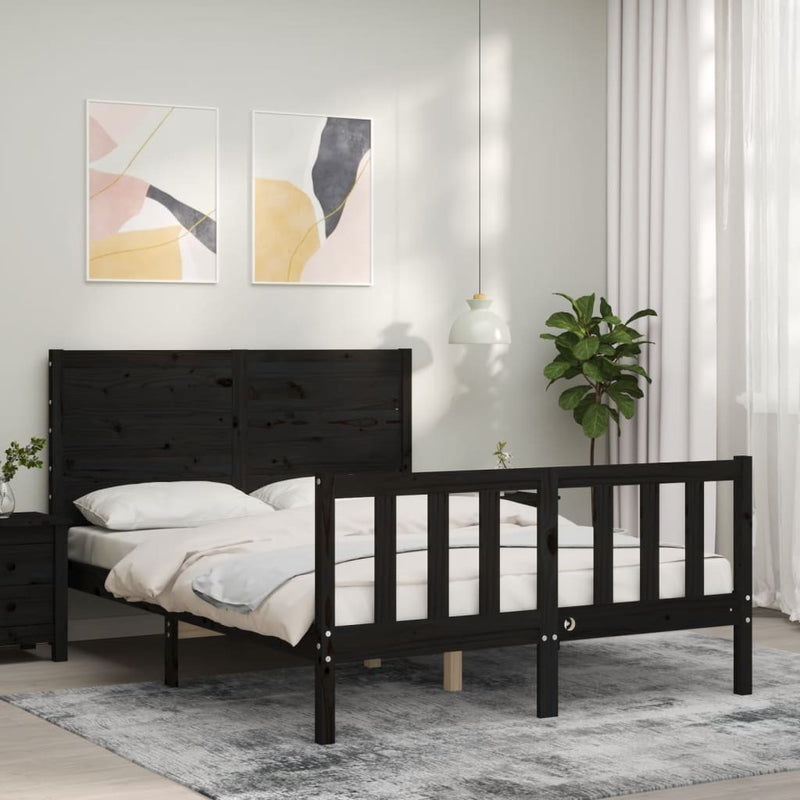 Bed Frame without Mattress Black 120x200 cm Solid Wood Pine