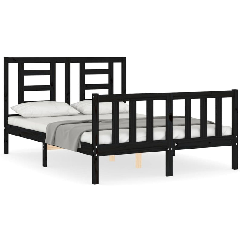 Bed Frame without Mattress Black 140x190 cm Solid Wood Pine