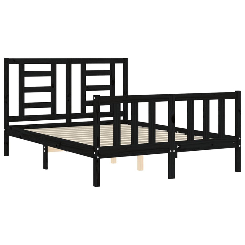 Bed Frame without Mattress Black 140x190 cm Solid Wood Pine