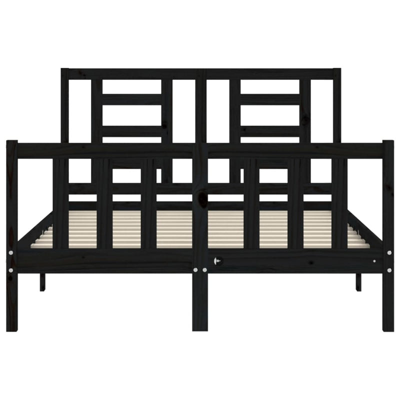 Bed Frame without Mattress Black 140x190 cm Solid Wood Pine