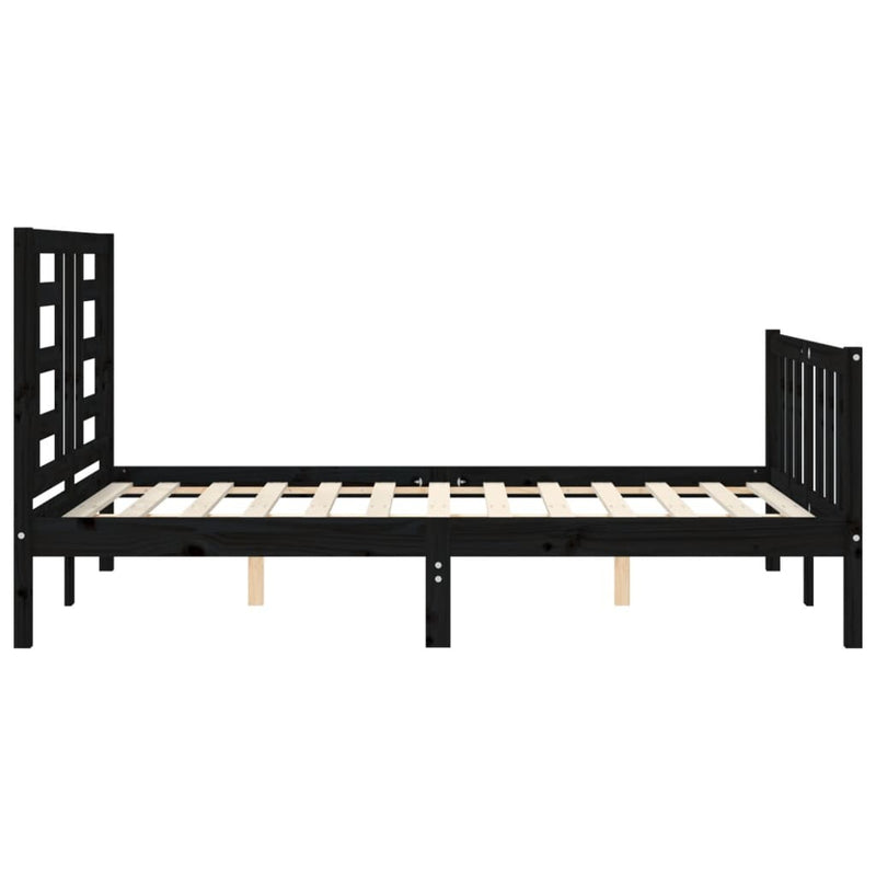 Bed Frame without Mattress Black 140x190 cm Solid Wood Pine