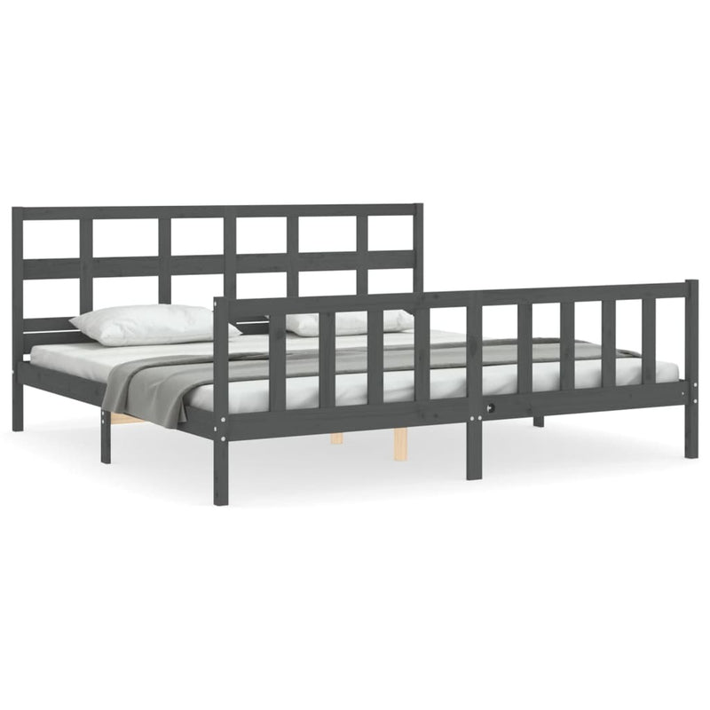 Bed Frame without Mattress Grey 200x200 cm Solid Wood Pine