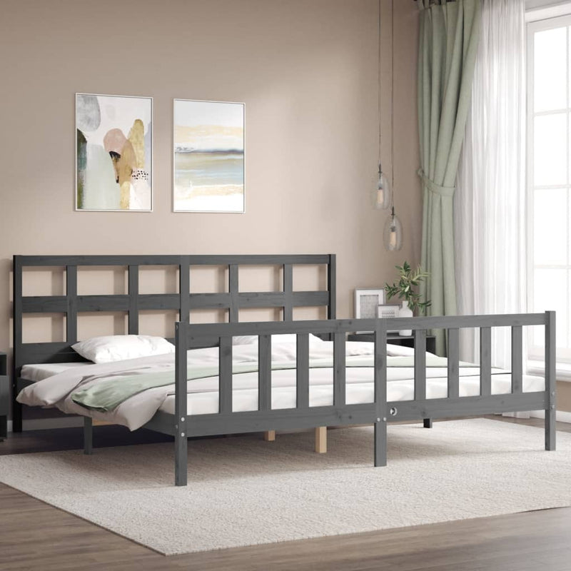 Bed Frame without Mattress Grey 200x200 cm Solid Wood Pine