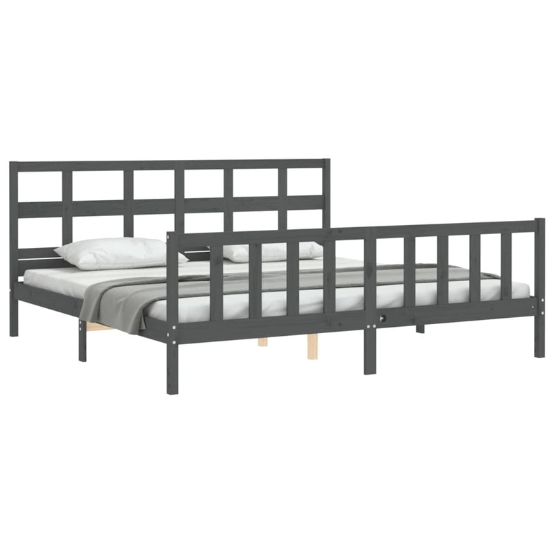 Bed Frame without Mattress Grey 200x200 cm Solid Wood Pine