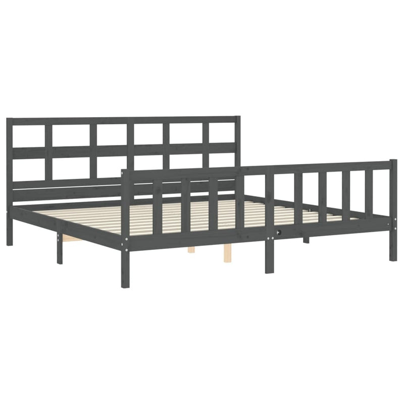 Bed Frame without Mattress Grey 200x200 cm Solid Wood Pine