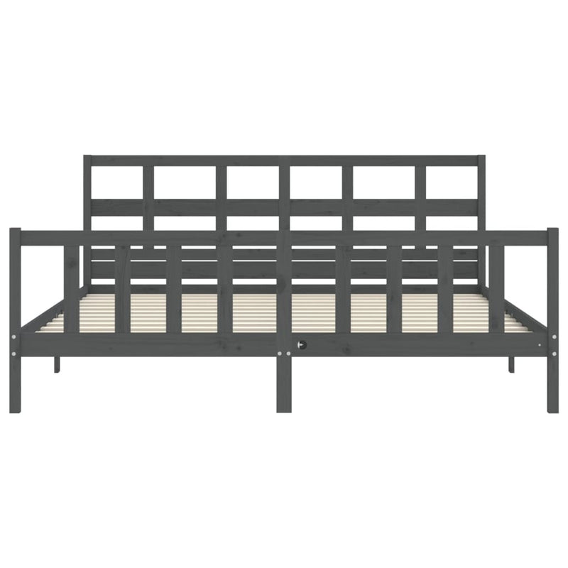 Bed Frame without Mattress Grey 200x200 cm Solid Wood Pine