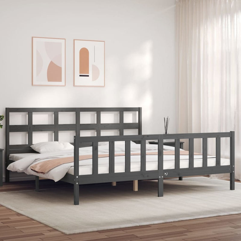 Bed Frame without Mattress Grey 200x200 cm Solid Wood Pine