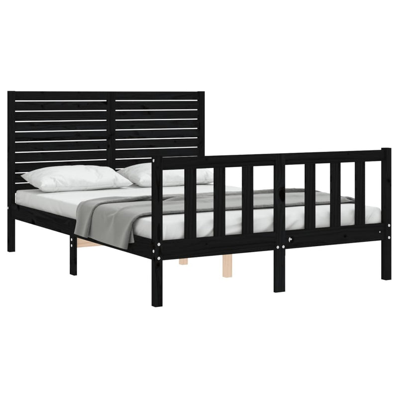 Bed Frame without Mattress Black 140x190 cm Solid Wood Pine