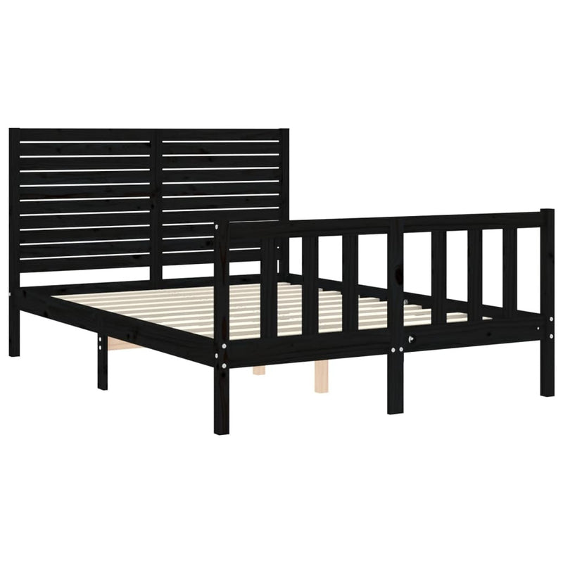 Bed Frame without Mattress Black 140x190 cm Solid Wood Pine