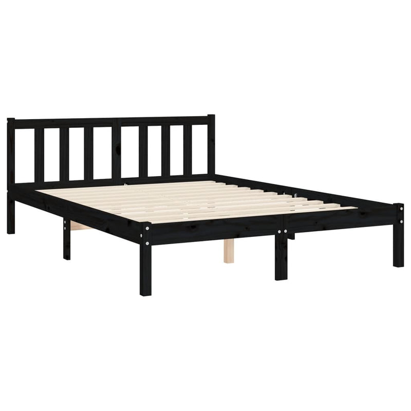 Bed Frame without Mattress Black 140x190 cm Solid Wood Pine