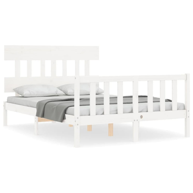 Bed Frame without Mattress White 140x190 cm Solid Wood Pine