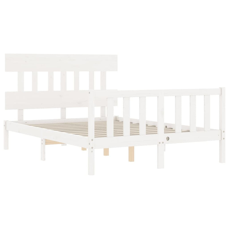 Bed Frame without Mattress White 140x190 cm Solid Wood Pine