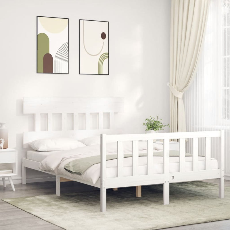 Bed Frame without Mattress White 140x190 cm Solid Wood Pine