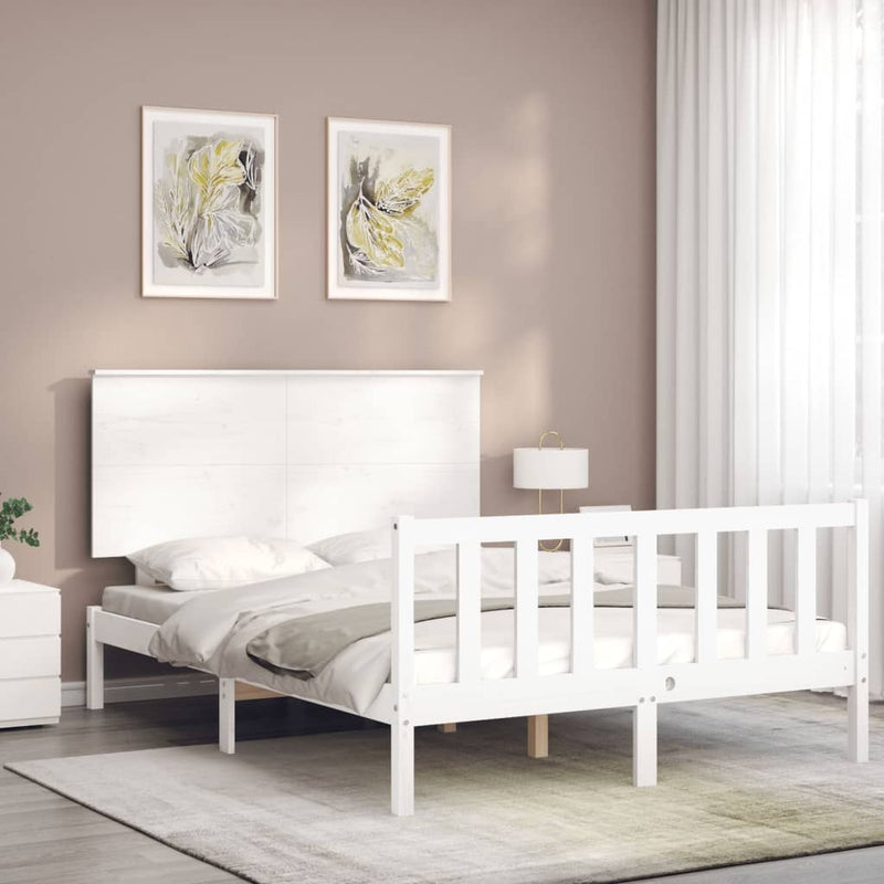 Bed Frame without Mattress White 140x190 cm Solid Wood Pine