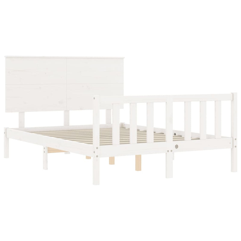 Bed Frame without Mattress White 140x190 cm Solid Wood Pine