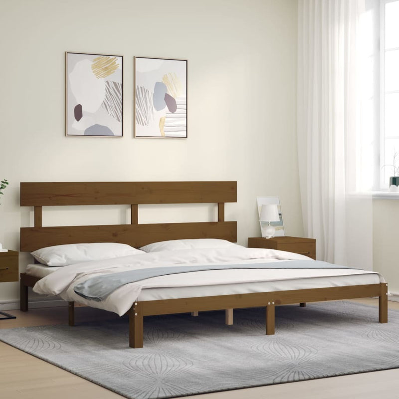 Bed Frame without Mattress Honey Brown 200x200 cm Solid Wood Pine