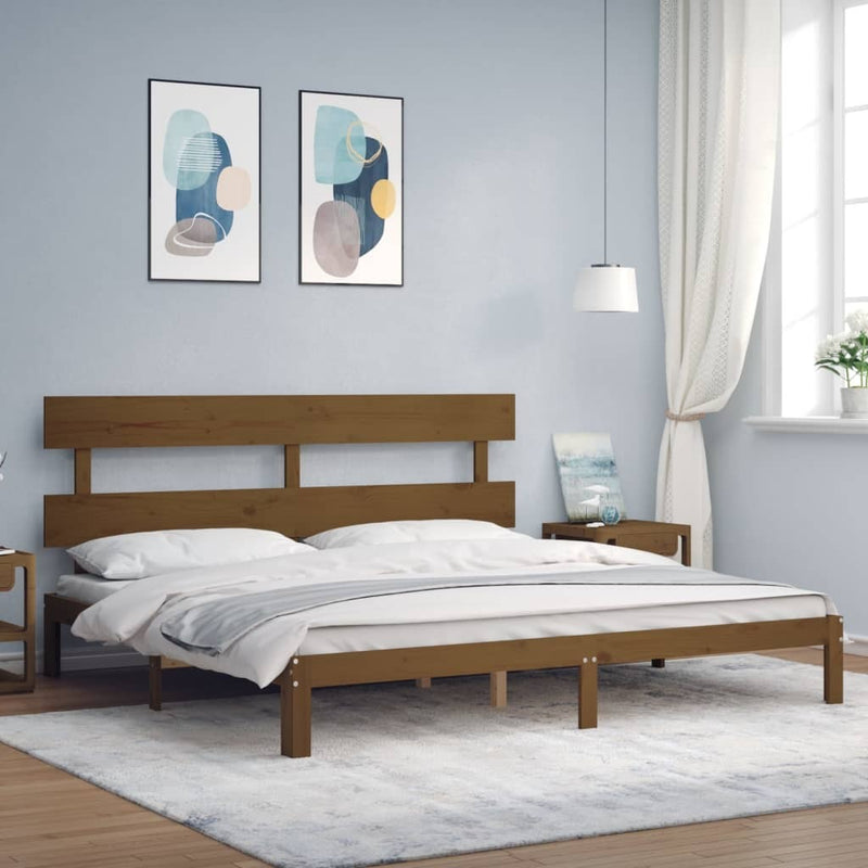 Bed Frame without Mattress Honey Brown 200x200 cm Solid Wood Pine