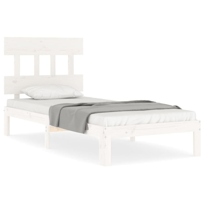 Bed Frame without Mattress White Single Solid Wood Pine