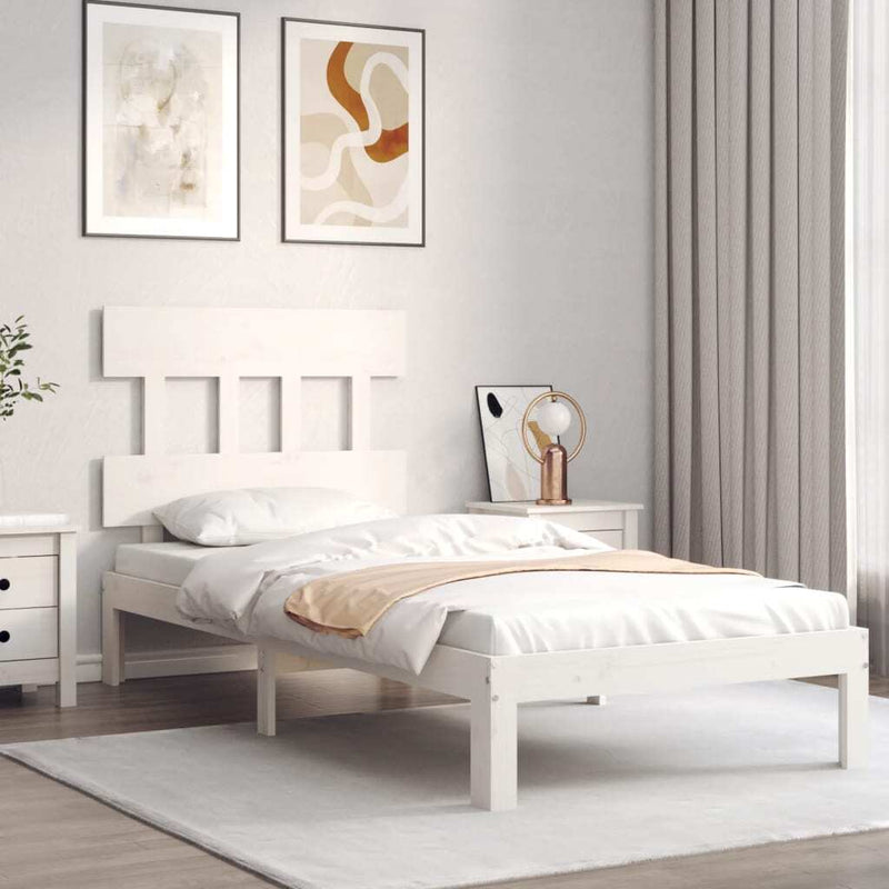 Bed Frame without Mattress White Single Solid Wood Pine