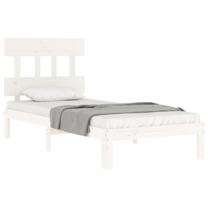 Bed Frame without Mattress White Single Solid Wood Pine