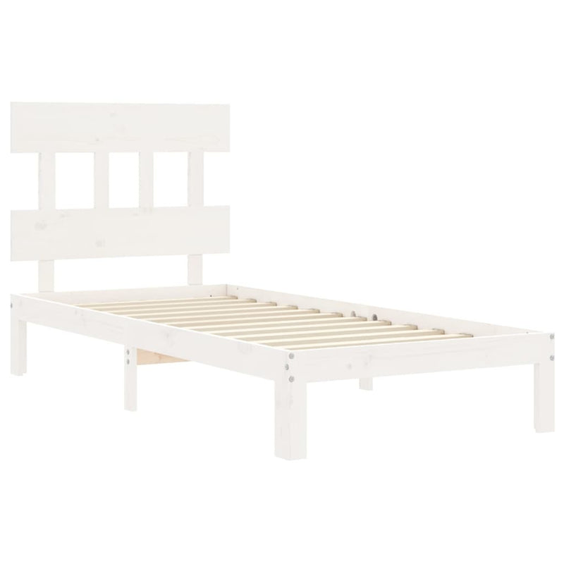 Bed Frame without Mattress White Single Solid Wood Pine