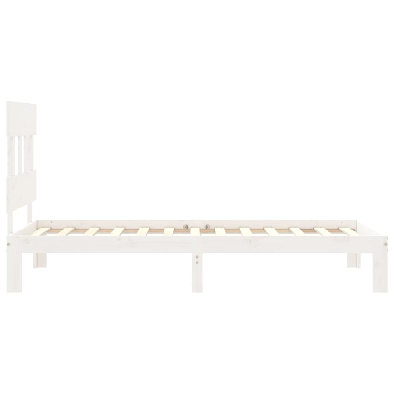 Bed Frame without Mattress White Single Solid Wood Pine