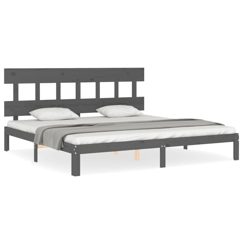 Bed Frame without Mattress Grey 200x200 cm Solid Wood Pine