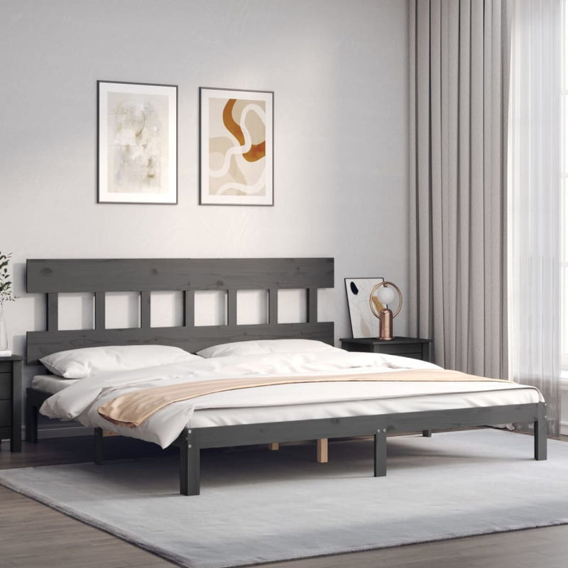 Bed Frame without Mattress Grey 200x200 cm Solid Wood Pine