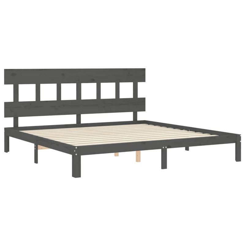 Bed Frame without Mattress Grey 200x200 cm Solid Wood Pine