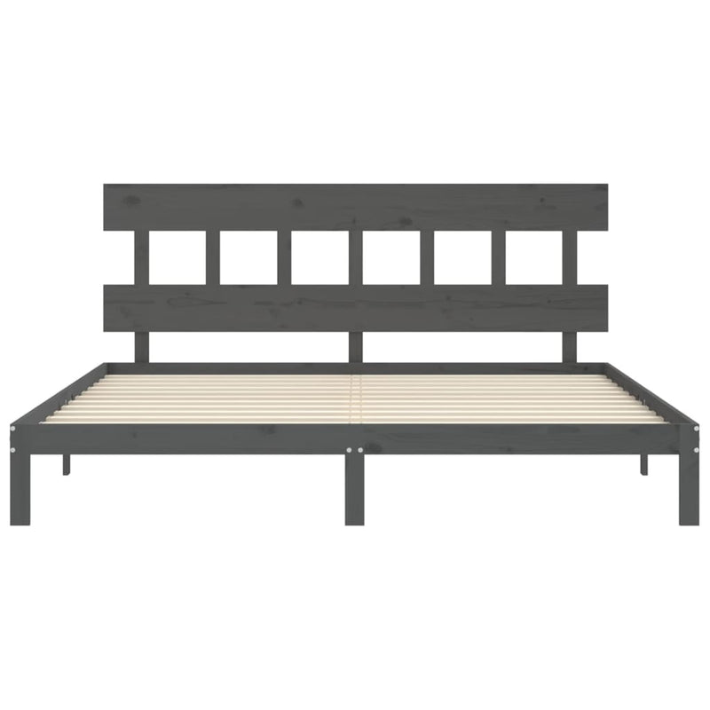 Bed Frame without Mattress Grey 200x200 cm Solid Wood Pine