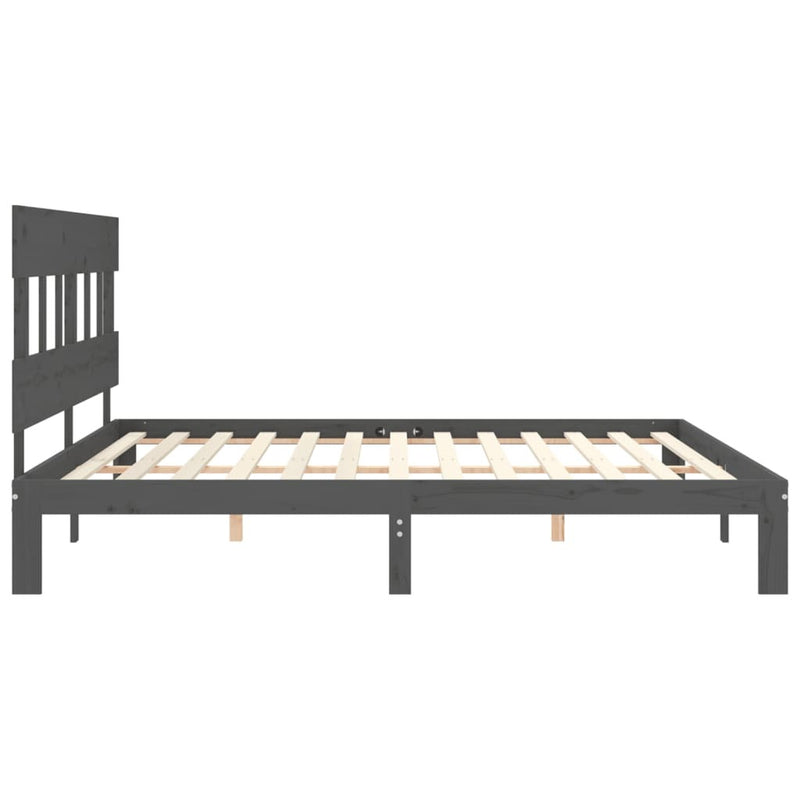 Bed Frame without Mattress Grey 200x200 cm Solid Wood Pine