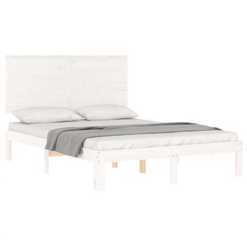 Bed Frame without Mattress White Small Double Solid Wood Pine