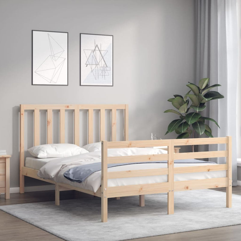 Bed Frame without Mattress Double Solid Wood Pine