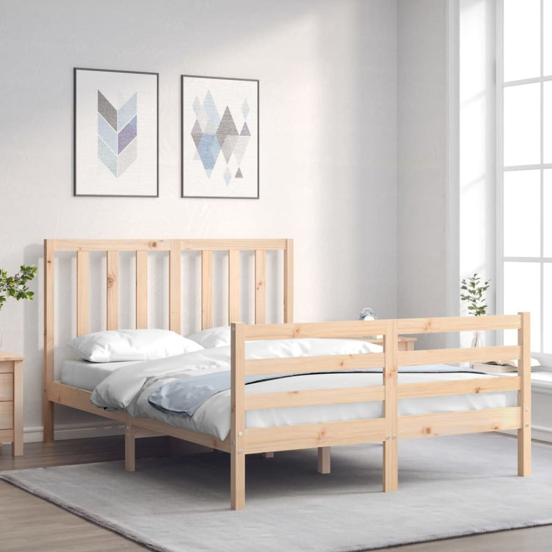 Bed Frame without Mattress Double Solid Wood Pine