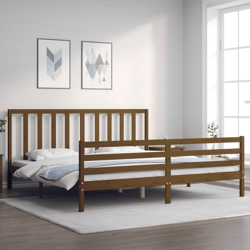 Bed Frame without Mattress Honey Brown 200x200 cm Solid Wood Pine