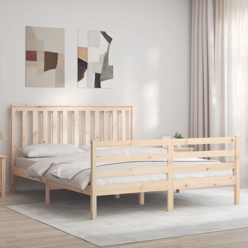 Bed Frame without Mattress King Size Solid Wood