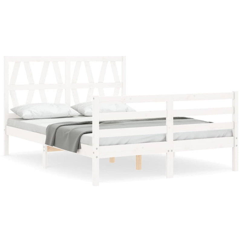 Bed Frame without Mattress White Small Double Solid Wood