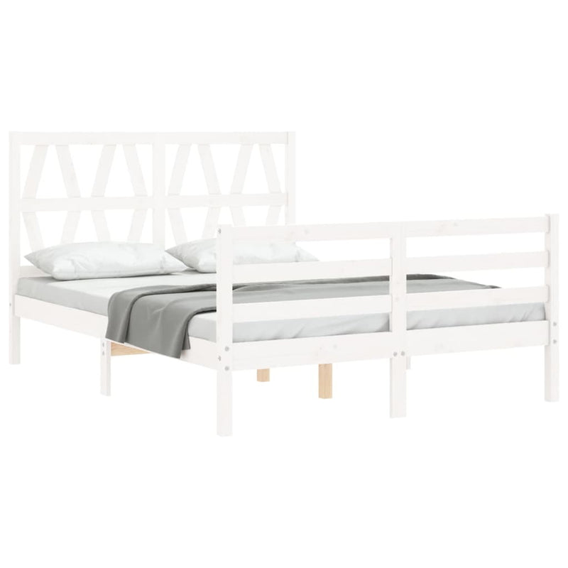 Bed Frame without Mattress White Small Double Solid Wood